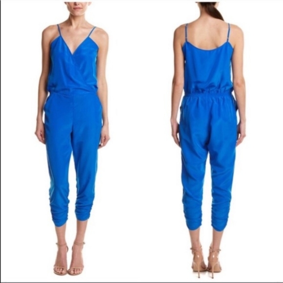 PARKER Royal Silk Spaghetti Cami Strap Wrap & Snap Jogger Leg Jumpsuit "Liv" L - Picture 16 of 16